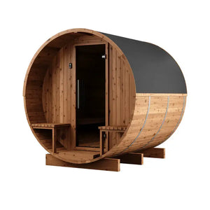 Thermory 4 Person Barrel Sauna No 60 DIY Kit with Porch and Window