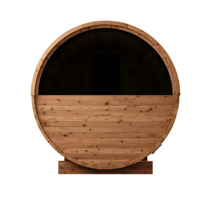 Thermory 4 Person Barrel Sauna No 60 DIY Kit with Porch and Window