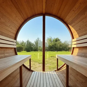 Thermory 4 Person Barrel Sauna No 60 DIY Kit with Porch and Window