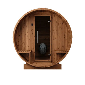 Thermory 4 Person Barrel Sauna No 61 DIY Kit with Porch