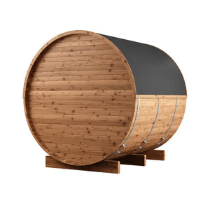 Thermory 4 Person Barrel Sauna No 61 DIY Kit with Porch