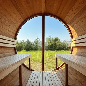Thermory 4 Person Barrel Sauna No 61 DIY Kit with Porch