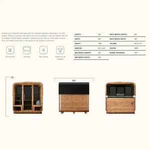 Thermory 4 Person Square Sauna No 42 DIY Kit with Terrace and Window