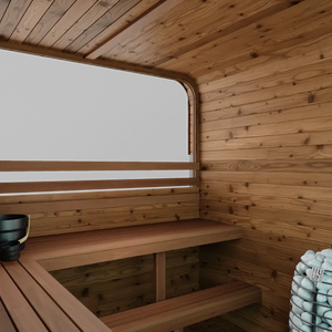 Thermory 6 Person Square Sauna No 40 DIY Kit with Terrace and Window