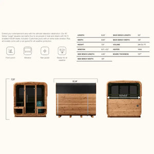 Thermory 6 Person Square Sauna No 40 DIY Kit with Terrace and Window