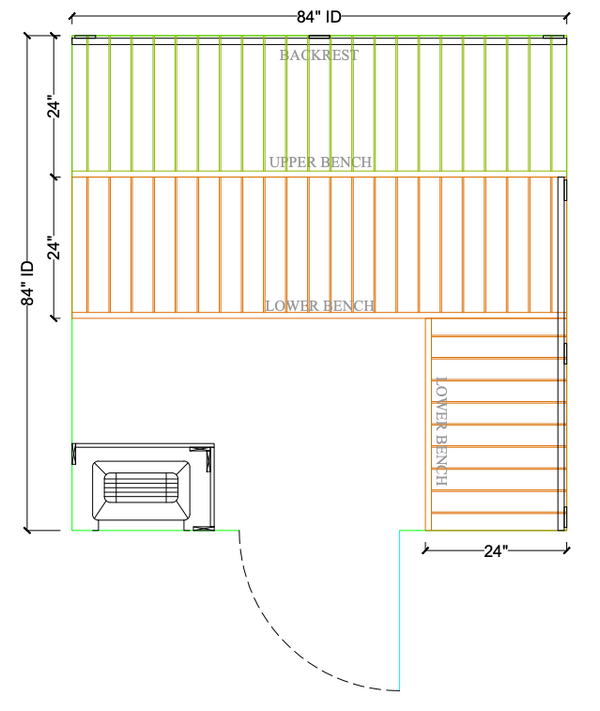 Thermory 7' x 7' Thermally Modified Spruce Sauna Package - by Finnish Sauna Builders Standard / 7 Foot Tall,Standard / 8 Foot Tall + $400,Custom + $500 / 7 Foot Tall,Custom + $500 / 8 Foot Tall + $400 Thermory Thermory_7x7_b3ea0c79-0c41-4148-8bcf-ec6cc79ed5a8.png