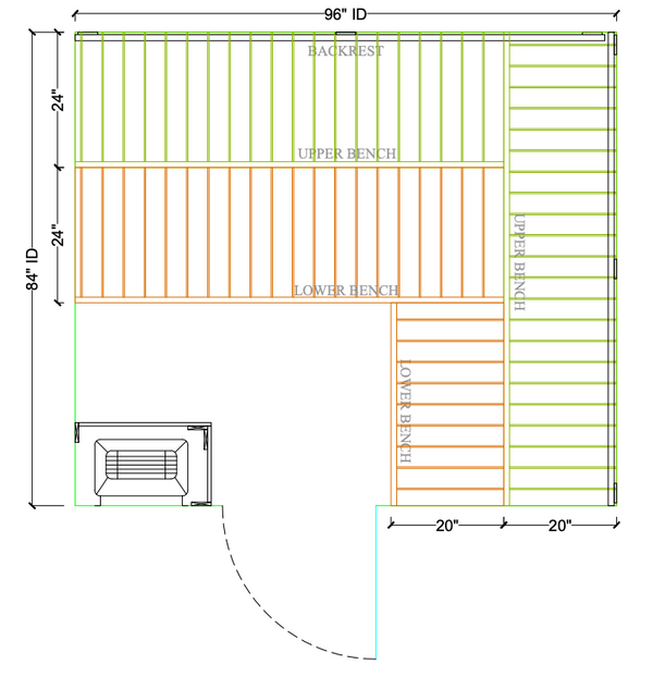 Thermory 7' x 8' Thermally Modified Spruce Sauna Package - by Finnish Sauna Builders Standard / 7 Foot Tall,Standard / 8 Foot Tall + $400,Custom + $500 / 7 Foot Tall,Custom + $500 / 8 Foot Tall + $400 Thermory Thermory_7x8_7ed3d028-d0dd-45ad-8922-c24388f7397c.png