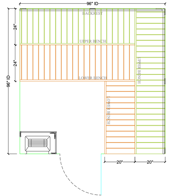 Thermory 8' x 8' Thermally Modified Spruce Sauna Package - by Finnish Sauna Builders Standard / 7 Foot Tall,Standard / 8 Foot Tall + $400,Custom + $500 / 7 Foot Tall,Custom + $500 / 8 Foot Tall + $400 Thermory Thermory_8x8_1c4c8bec-7644-4a5a-b399-874e5a52be6e.png