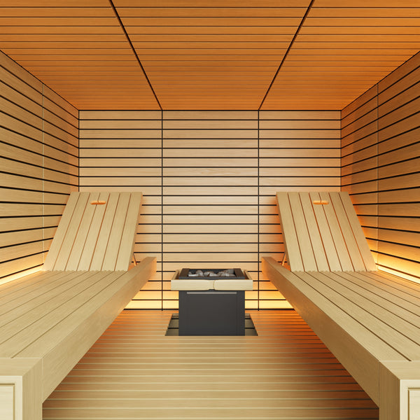 Harvia Lindea View Luxury 4-6 Person | Thermo Wood Reversible Sauna | With Virta 9KW Heater Thermo Wood Exterior and Light Lime Wood Interior,Thermo Wood Interior and Exterior Harvia interior_slop_1.jpg