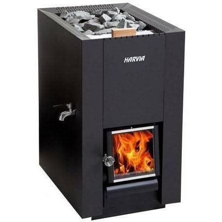 Harvia Linear 22 Es Wood Burning Sauna Stove With Water Tank