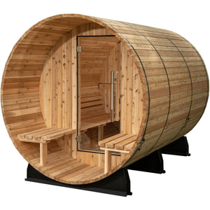 Almost Heaven Charleston 4 Person Canopy Barrel Sauna Fir,Rustic Cedar,Onyx - Stained Southern Pine Almost Heaven Sauna Barrel_Canopy_Charleston_Glass_Door_white_bg_1024x1024_2x_1cd3c5cc-f77f-4424-9aac-02cadbc454f2.jpg