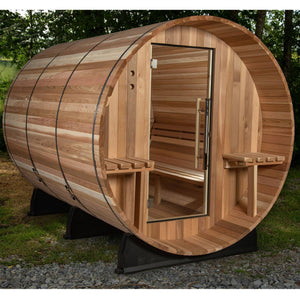Almost Heaven Huntington 6 Person Canopy Barrel Sauna Rustic Cedar,Onyx - Stained Southern Pine Almost Heaven Sauna Barrel_Canopy_Huntington_Glass_Door_1024x1024_2x_52eccc7c-ae12-40ba-b620-05e5ef2ba6d2.jpg