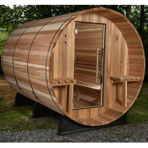 Almost Heaven Grandview 6 Person Barrel Sauna with Rinse Ellipse Outdoor Shower Deluxe Package Almost Heaven Sauna Barrel_Canopy_Huntington_Glass_Door_1024x1024_2x_f2c80569-7bd4-40ec-beea-a619097be74a.jpg