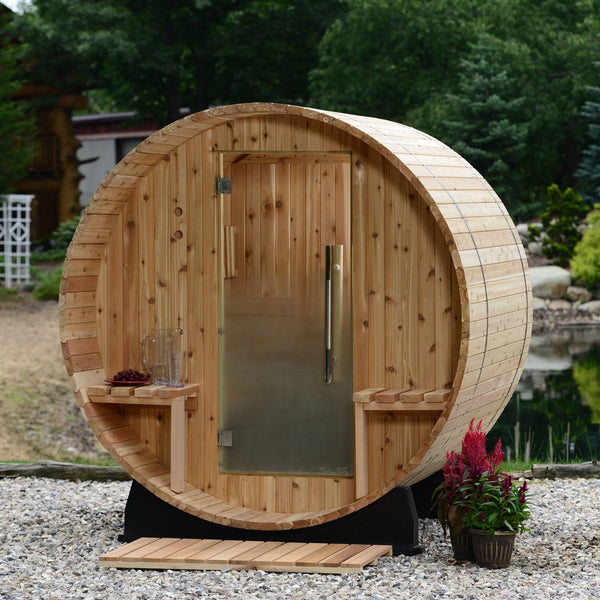 Almost Heaven Vienna 4+1 Canopy Barrel Sauna (2-Person) Fir,Rustic Cedar,Onyx - Stained Southern Pine Almost Heaven Sauna Barrel_Canopy_Vienna_1024x1024_2x_b1065c9c-868d-4304-8dab-a441824ccf1f.jpg