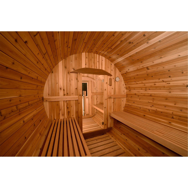 Almost Heaven Saunas Shenandoah 6 Person Barrel Sauna with Changing Room Fir,Rustic Cedar,Onyx - Stained Southern Pine Almost Heaven Sauna Barrel_Shenendoah_looking_out_1024x1024_2x_8c608e20-2fe3-455b-9945-0fbe08ba0c88.jpg