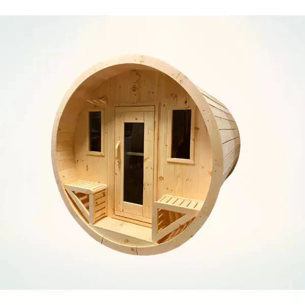 Finnish Sauna Builders Barrel Sauna Pine / 7 ft Wide x 7 ft High x 6 ft Long,Pine / 7 ft Wide x 7 ft High x 7 ft Long,Pine / 7 ft Wide x 7 ft High x 8 ft Long,Pine / 7 ft Wide x 7 ft High x 9 ft Long,Pine / 7 ft Wide x 7 ft High x 10 ft Long,Knotty White Cedar / 7 ft Wide x 7 ft High x 6 ft Long,Knotty White Cedar / 7 ft Wide x 7 ft High x 7 ft Long,Knotty White Cedar / 7 ft Wide x 7 ft High x 8 ft Long,Knotty White Cedar / 7 ft Wide x 7 ft High x 9 ft Long,Knotty White Cedar / 7 ft Wide x 7 ft High x 10 ft