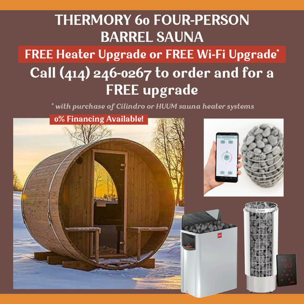 Thermory Barrel Sauna 60 DIY Kit with Porch and Window 4 Person Sauna Builder Thermally Modified Aspen Thermory FSB_Thermory60_proof2.jpg