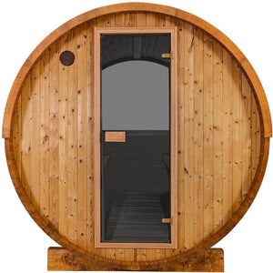 Thermory 6 Person Barrel Sauna No 50 DIY Kit with Window Thermally Modified Spruce Thermory No50-Front.jpg