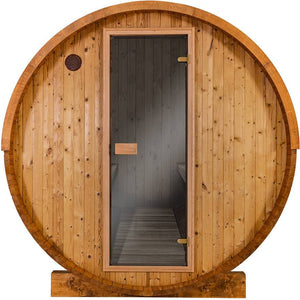 Thermory 4 Person Barrel Sauna No 53 DIY Kit Thermally Modified Spruce Thermory No53-front.jpg