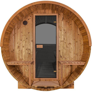Thermory Barrel Sauna 60 DIY Kit with Porch and Window 4 Person Sauna Builder Thermally Modified Spruce Thermory No60_Front_4e543dd2-dd62-48f1-849d-f8dcc76684f3.jpg