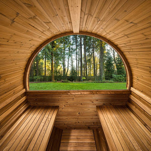 Thermory 4 Person Barrel Sauna No 60 DIY Kit with Porch and Window Thermally Modified Spruce Thermory No60_Interior1.jpg