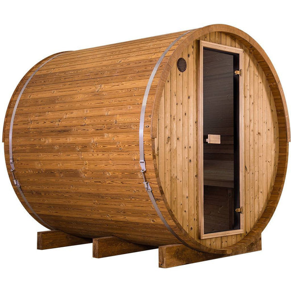 Thermory Barrel Sauna 63 DIY Kit 6 Person Sauna Builder Thermally Modified Aspen Thermory No63-front-corner_dfca981f-08eb-47ae-9f3c-f496719b06a9.jpg