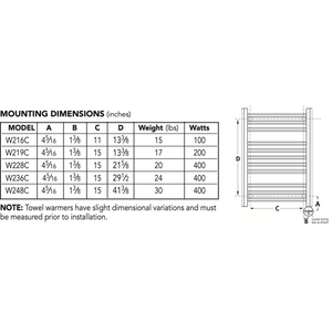 Mr. Steam Towel Warmers - The Broadway Collection W228C - 4 5/16" X 1 3/8" X 15 X 21 5/8" / Polished Chrome,W228C - 4 5/16" X 1 3/8" X 15 X 21 5/8" / Brushed Bronze,W228C - 4 5/16" X 1 3/8" X 15 X 21 5/8" / Brushed Nickel,W228C - 4 5/16" X 1 3/8" X 15 X 21 5/8" / Matte Black,W236C - 4 5/16" X 1 3/8" X 15 X 29 1/2" / Polished Chrome,W236C - 4 5/16" X 1 3/8" X 15 X 29 1/2" / Brushed Bronze,W236C - 4 5/16" X 1 3/8" X 15 X 29 1/2" / Brushed Nickel,W236C - 4 5/16" X 1 3/8" X 15 X 29 1/2" / Matte Black,W248C - 4 