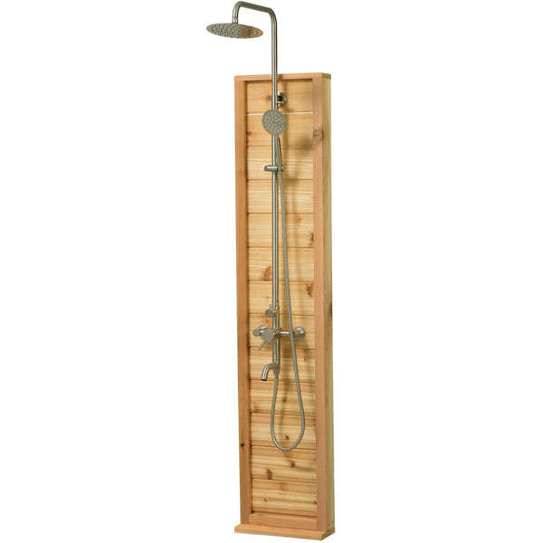 Rinse Tower Outdoor Shower Pine / No Floor,Pine / Floor,Rustic Cedar / No Floor,Rustic Cedar / Floor Rinse Outdoor Showers Shower_Tower_Cedar_w_out_floor_stage_right.jpg