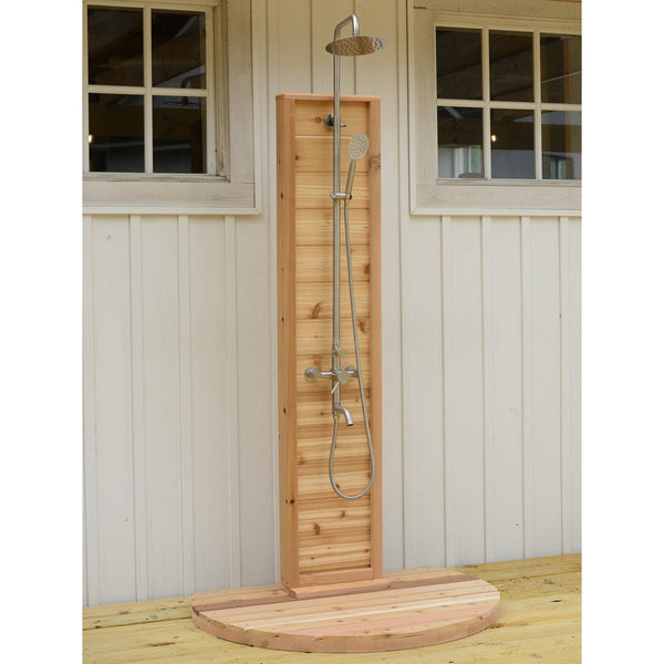 Rinse Tower Outdoor Shower Pine / No Floor,Pine / Floor,Rustic Cedar / No Floor,Rustic Cedar / Floor Rinse Outdoor Showers Shower_Tower_Outdoor_Barn_w_round_floor.jpg