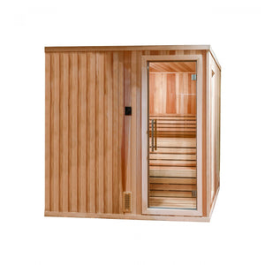 Finnish Sauna Builders 7' x 7' x 7' Pre-Built Outdoor Sauna Kit with Cedar Panelized Roof Option 1 / Without Floor,Option 1 / With Floor,Option 2 / Without Floor,Option 2 / With Floor,Option 3 / Without Floor,Option 3 / With Floor,Option 4 / Without Floor,Option 4 / With Floor,Option 5 / Without Floor,Option 5 / With Floor,Option 6 / Without Floor,Option 6 / With Floor,Custom Option + $500.00 / Without Floor,Custom Option + $500.00 / With Floor Finnish Sauna Builders Showroom-Platinum-large-exterior-BEST-co