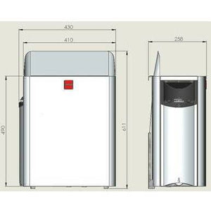 Harvia Wall Sauna Heater 6kw Stainless Steel with Built-In Controls(170-300cf) Stainless Steel,Black Stainless Steel Harvia The-Wall_matala-malli_mitat.jpg
