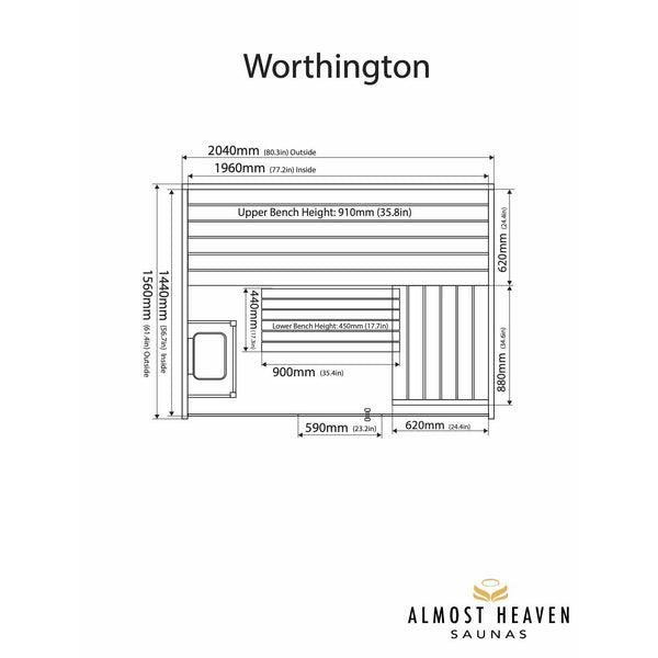 Almost Heaven Worthington Indoor Sauna Element Series - Nordic Spruce (4-Person) Almost Heaven Sauna Worthington_1024x1024_2x_1fa99560-00d0-400b-8505-cf3cb6673da0.jpg